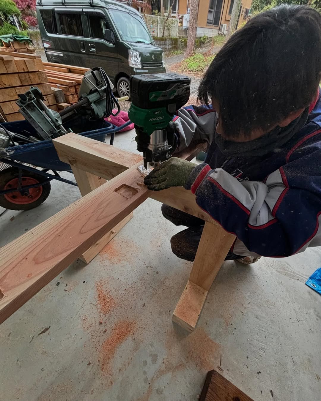 下屋とウッドデッキ